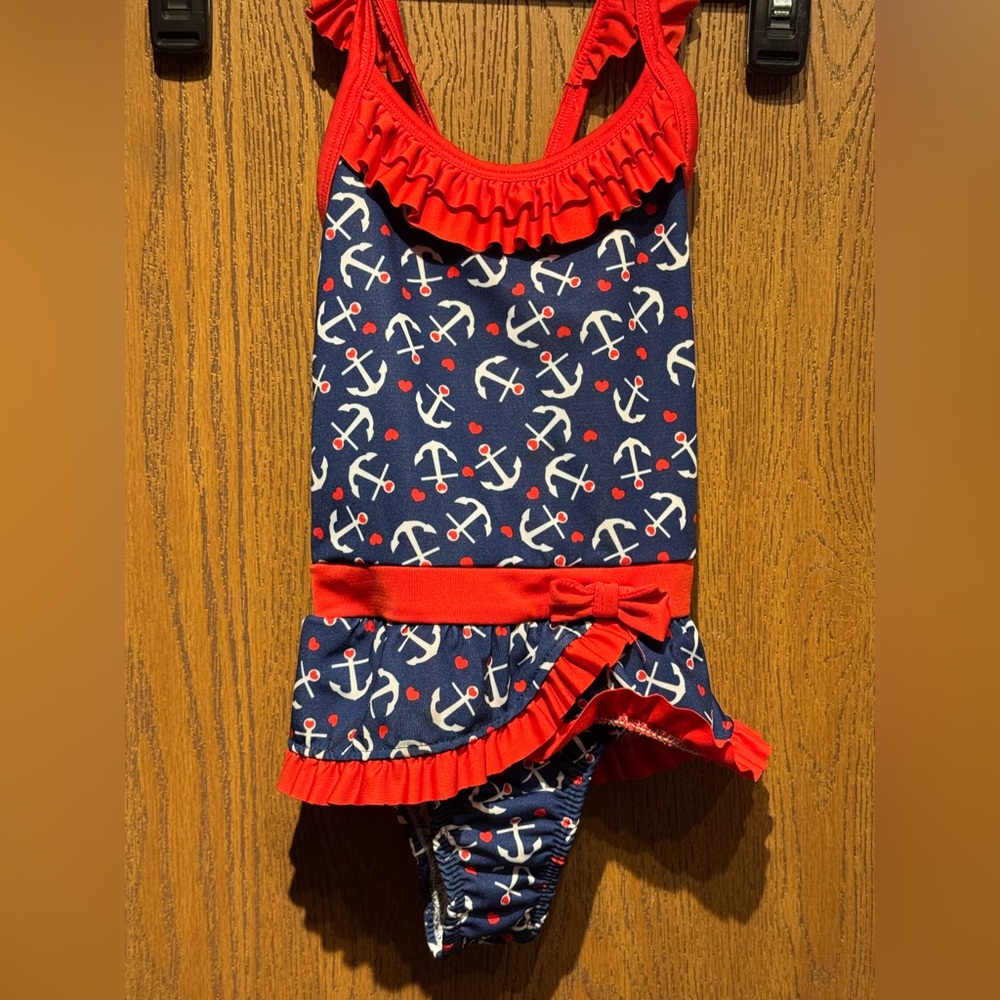 Lily & Dan, New, One Piece Toddler Swimsuit, Girls Size 4T Nautical Kids